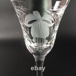 4 Royal Brierly FUCHSIA Crystal Claret Wine Glasses 7 Etched Florals Cut Leaves