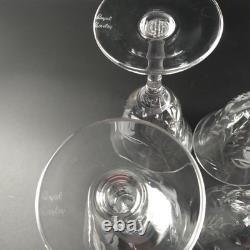 4 Royal Brierly FUCHSIA Crystal Claret Wine Glasses 7 Etched Florals Cut Leaves