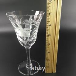 4 Royal Brierly FUCHSIA Crystal Claret Wine Glasses 7 Etched Florals Cut Leaves