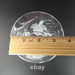 4 Royal Brierly FUCHSIA Crystal Claret Wine Glasses 7 Etched Florals Cut Leaves 4 Royal Brierly FUCHSIA Crystal Claret Wine Glasses 7 Etched Florals Cut Leaves