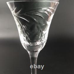 4 Royal Brierly FUCHSIA Crystal Wine Glasses Etched Florals & Cut Leaves 7 Tall