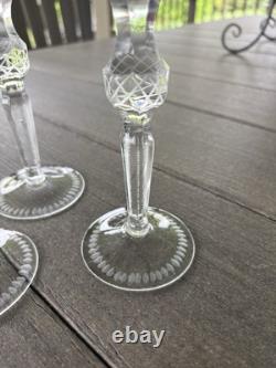 4 Ruby Red Cut To Clear Crystal Hortensia Wine Hock Glasses Poland 8.5 H