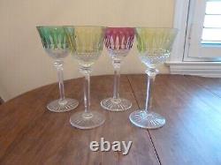 4 Saint-Louis Cristallerie Paris Crystal TOMMY Hock Wine Glasses- Red, Lime, Green