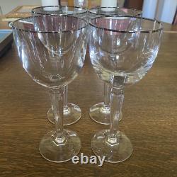 4 Silver RIMMED WATERFORD CRYSTAL WINE GLASSES Goblets