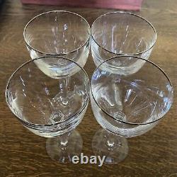4 Silver RIMMED WATERFORD CRYSTAL WINE GLASSES Goblets