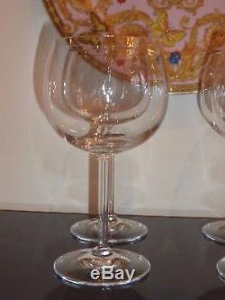 4 Tiffany & Co. Crystal Wine Glasses With 3 Ridge Stem 7 1/8 Tall