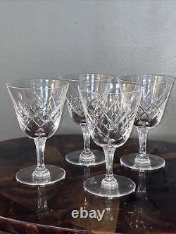 4 Val St Lambert Crystal Clear 6 Wine Glasses Water Goblet Belgium Excellent