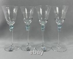 (4) Vintage Christinenhutte Wine Glass 5 3/4 Fine Crystal Etched Crown Mark