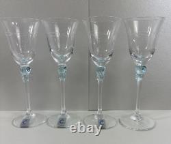 (4) Vintage Christinenhutte Wine Glass 5 3/4 Fine Crystal Etched Crown Mark