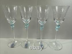 (4) Vintage Christinenhutte Wine Glass 5 3/4 Fine Crystal Etched Crown Mark