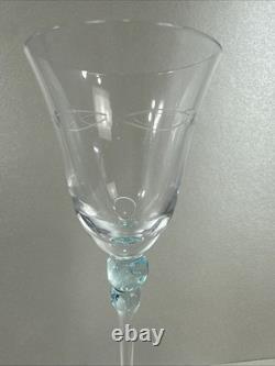 (4) Vintage Christinenhutte Wine Glass 5 3/4 Fine Crystal Etched Crown Mark