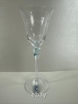 (4) Vintage Christinenhutte Wine Glass 5 3/4 Fine Crystal Etched Crown Mark