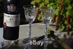 4 Vintage Etched CRYSTAL Wine Glasses, Tiffin Franciscan, 1940's, 5 oz Claret