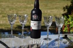 4 Vintage Etched CRYSTAL Wine Glasses, Tiffin Franciscan, 1940's, 5 oz Claret