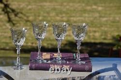 4 Vintage Etched CRYSTAL Wine Glasses, Tiffin Franciscan, 1940's, 5 oz Claret