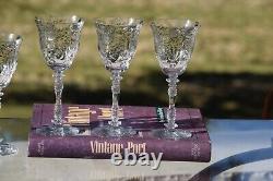 4 Vintage Etched CRYSTAL Wine Glasses, Tiffin Franciscan, 1940's, 5 oz Claret