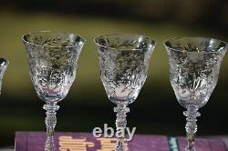 4 Vintage Etched CRYSTAL Wine Glasses, Tiffin Franciscan, 1940's, 5 oz Claret