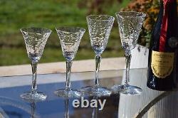 4 Vintage Etched Crystal Wine Glasses Port Wine Glasses, Set of 4 Mixed Wine