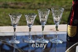 4 Vintage Etched Crystal Wine Glasses Port Wine Glasses, Set of 4 Mixed Wine