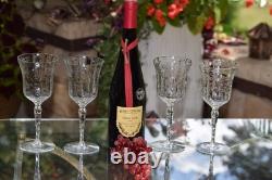 4 Vintage Etched Wine Glasses, 1950's, Set of 4 Wine Glasses