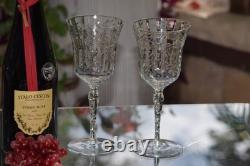 4 Vintage Etched Wine Glasses, 1950's, Set of 4 Wine Glasses