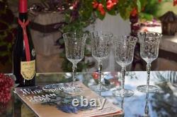 4 Vintage Etched Wine Glasses, 1950's, Set of 4 Wine Glasses