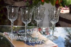 4 Vintage Etched Wine Glasses, 1950's, Set of 4 Wine Glasses