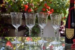 4 Vintage Etched Wine Glasses, 1950's, Set of 4 Wine Glasses