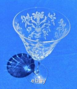 4 Vintage Fostoria Needle Etched 7 5/8 Tall Crystal Water/Wine Goblets