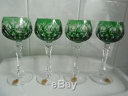 (4) Vintage Nachtmann Emerald Cut to Clear Crystal Hock Wine Goblets Glasses NEW