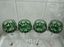 (4) Vintage Nachtmann Emerald Cut to Clear Crystal Hock Wine Goblets Glasses NEW