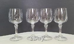 4 Vintage Princess House Bordeaux Heritage Crystal Etched Wine Glasses VIDEO