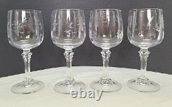 4 Vintage Princess House Bordeaux Heritage Crystal Etched Wine Glasses VIDEO