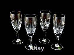 4 Vintage Waterford Crystal Kildare Champagne Flutes Wine Glasses Mint