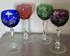 4 Vntg Beyer Cut to Clear Crystal Hock Wine Glass Goblets German FREE SHIPPING