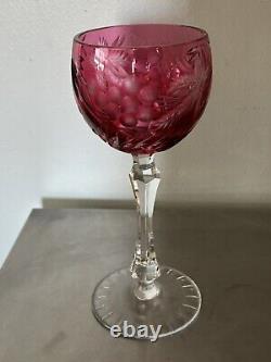 4 Vntg Beyer Cut to Clear Crystal Hock Wine Glass Goblets German FREE SHIPPING