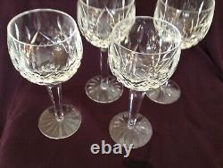 4 WATERFORD LISMORE CRYSTAL BALOON WINE HOCK GLASSES. Old Gothic Mark. 7 3/8
