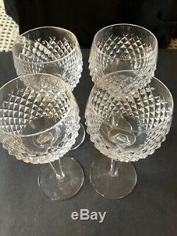 4 Waterford Crystal Alana Wine Hock Glasses 7 3/8 Made In Ireland