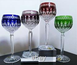 4 Waterford Crystal Clarendon Wine Goblet, Cobalt, Ruby, Green, Amethist, sign