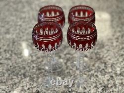 4 Waterford Crystal Clarendon Wine Hock Glasses Ruby Red