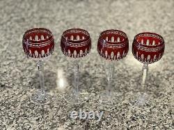 4 Waterford Crystal Clarendon Wine Hock Glasses Ruby Red