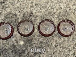 4 Waterford Crystal Clarendon Wine Hock Glasses Ruby Red