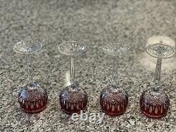 4 Waterford Crystal Clarendon Wine Hock Glasses Ruby Red