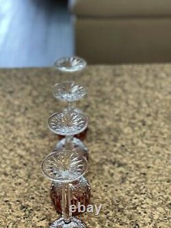 4 Waterford Crystal Clarendon Wine Hock Glasses Ruby Red