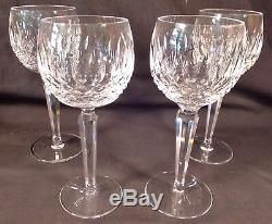 4 Waterford Crystal Colleen Irish Cut Glass Hock Wine Goblets 7 1/2