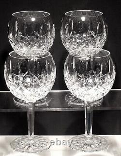 4 Waterford Crystal Lismore Balloon Wine Glasses Made In Ireland