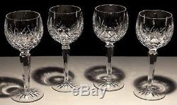 4 Waterford Crystal Lismore Pattern Wine Hock Glasses 7 3/8 Ireland