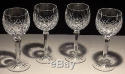 4 Waterford Crystal Lismore Pattern Wine Hock Glasses 7 3/8 Ireland