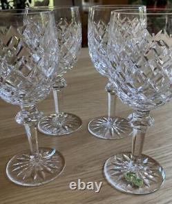 4 Waterford Crystal Powerscourt 7 5/8 Water Goblets Wine Glasses Retail $120 Ea