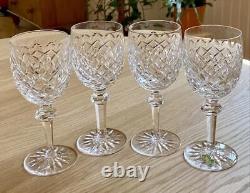 4 Waterford Crystal Powerscourt 7 5/8 Water Goblets Wine Glasses Retail $120 Ea